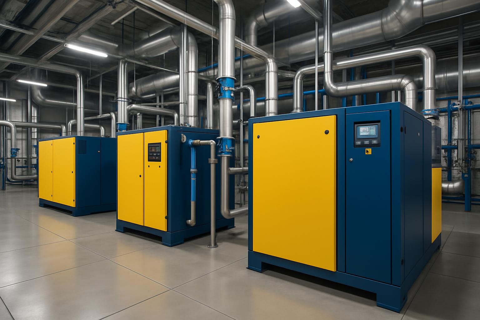 Instalações industriais modernas com compressores de ar Flow Energy